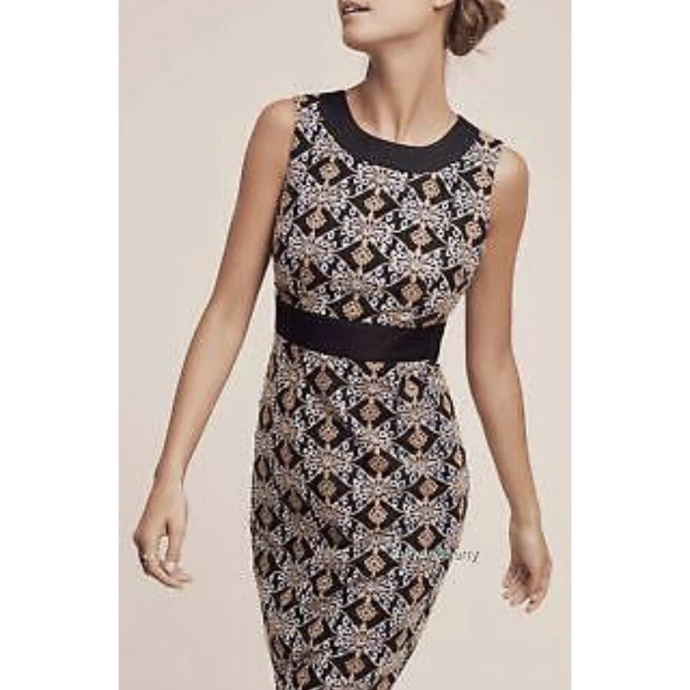 Elegant Anthropologie cutwork column Patterned Dress